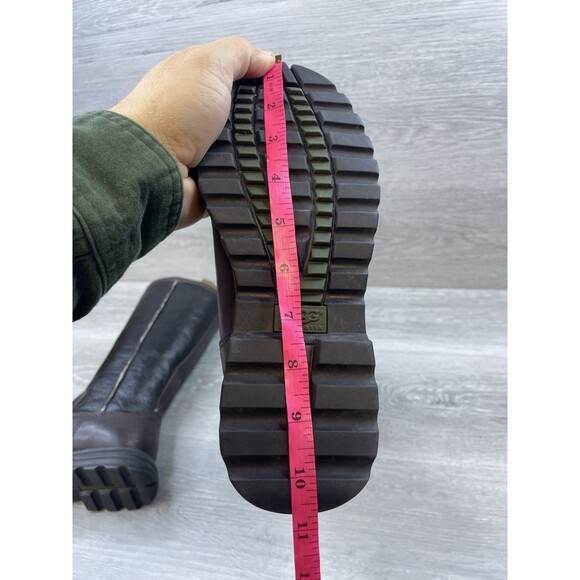 Ugg Women's 6 Brown Leather Shearling Lined Tall Pull On Winter Boots Water - Picture 9 of 13